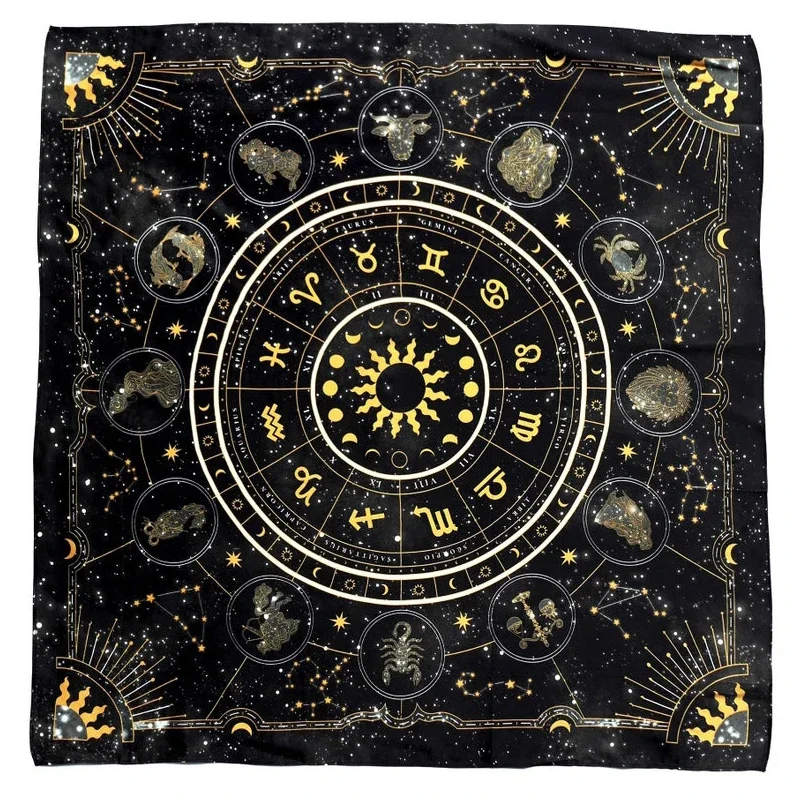 Zodiac Party Games - Tarotdoek Dierenriemwiel Astrologie Fluwelen Doek Waarzeggerij