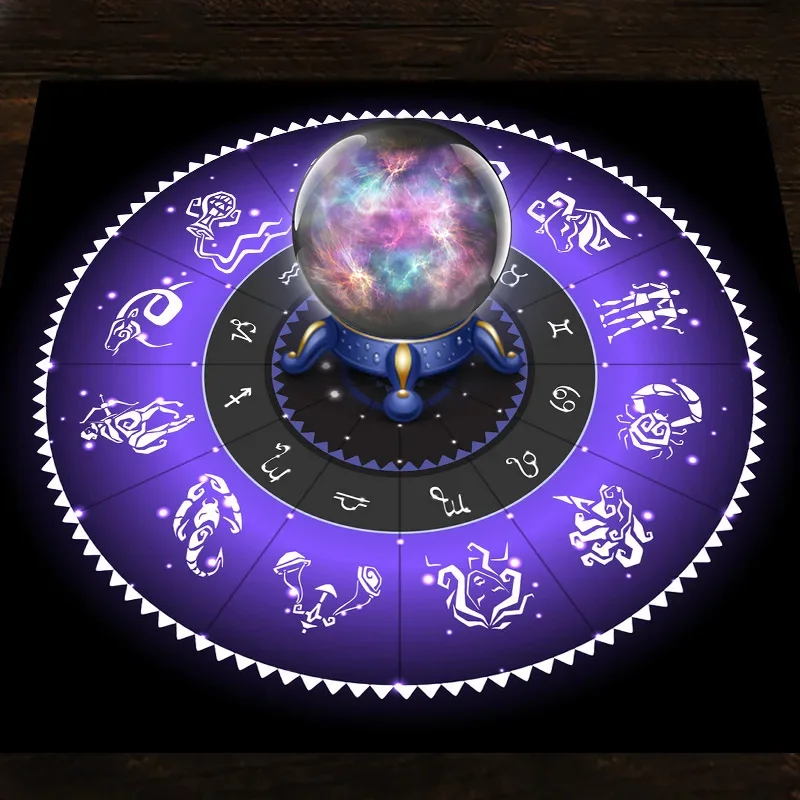 Zodiac Party Games - Tarotdoek Paars Zodiac Wheel Fluweeldoek Waarzeggerij