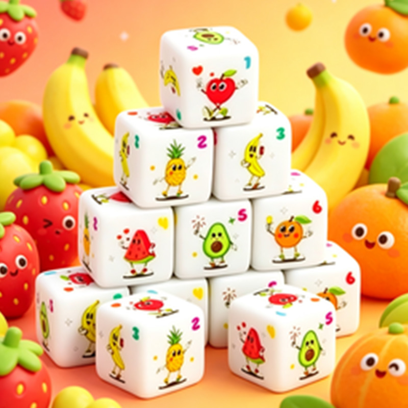 Party Games Indoor - 12 stuks dobbelstenenset met fruitthema, geschikt